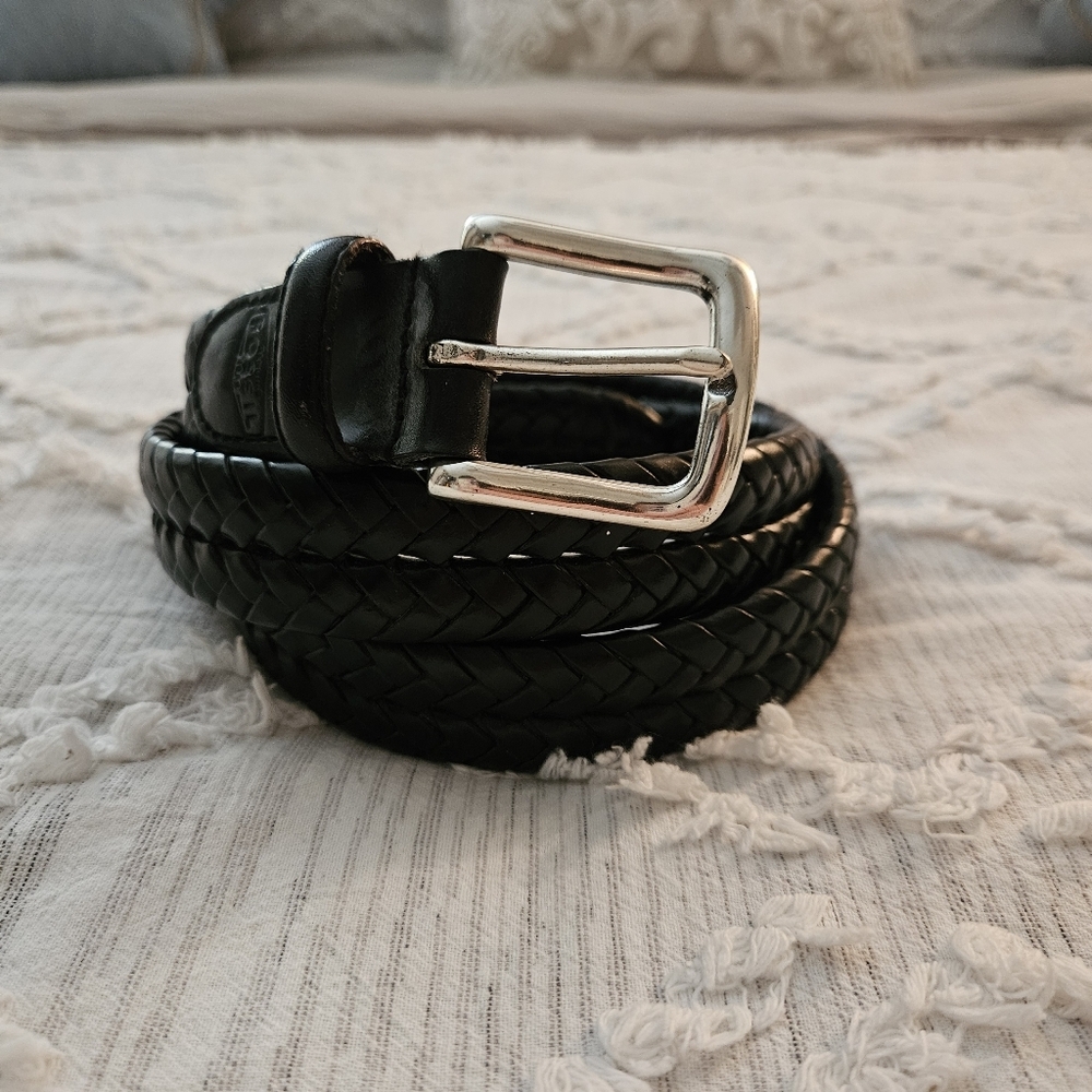 Fossil Maddox Braided Leather Belt Black 36